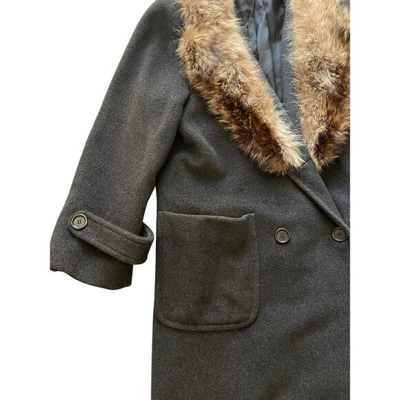 Vintage Fur Coat Paul Levy 100% Wool Gray Brow Large - Picture 4 of 13